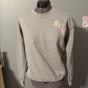 Gildan Heather Gray Embroidered Pink Champagne Crewneck Sweater